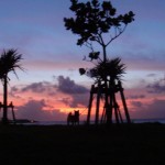 夕焼けの中に佇むイチロー